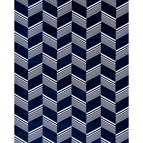 Schumacher Jessie Cut Velvet Navy & White Fabric