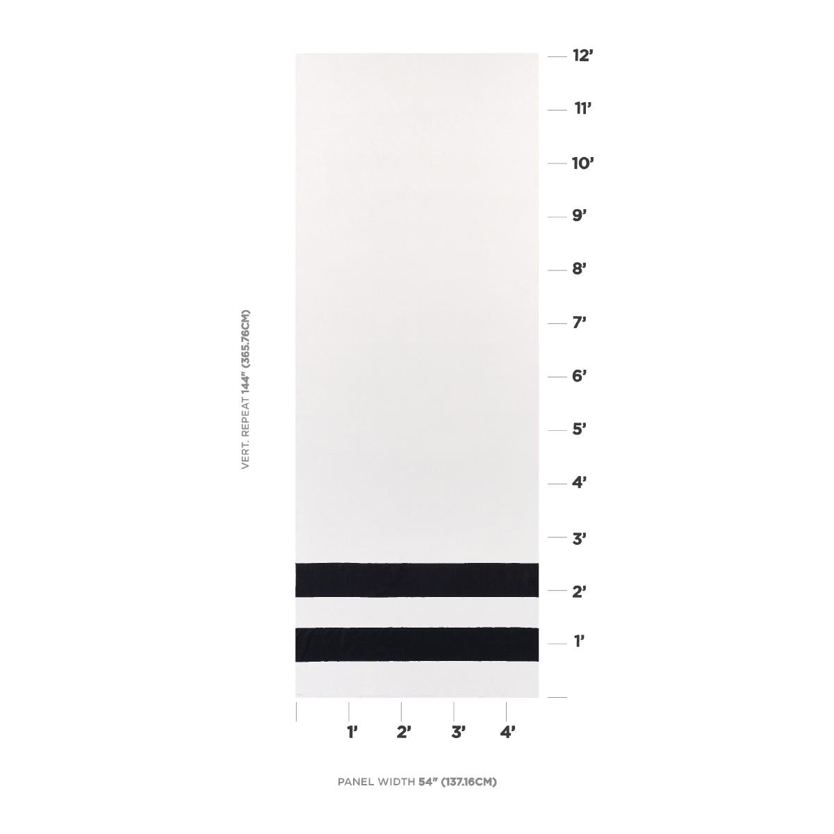 Schumacher Virginia Panel B Black & White Fabric