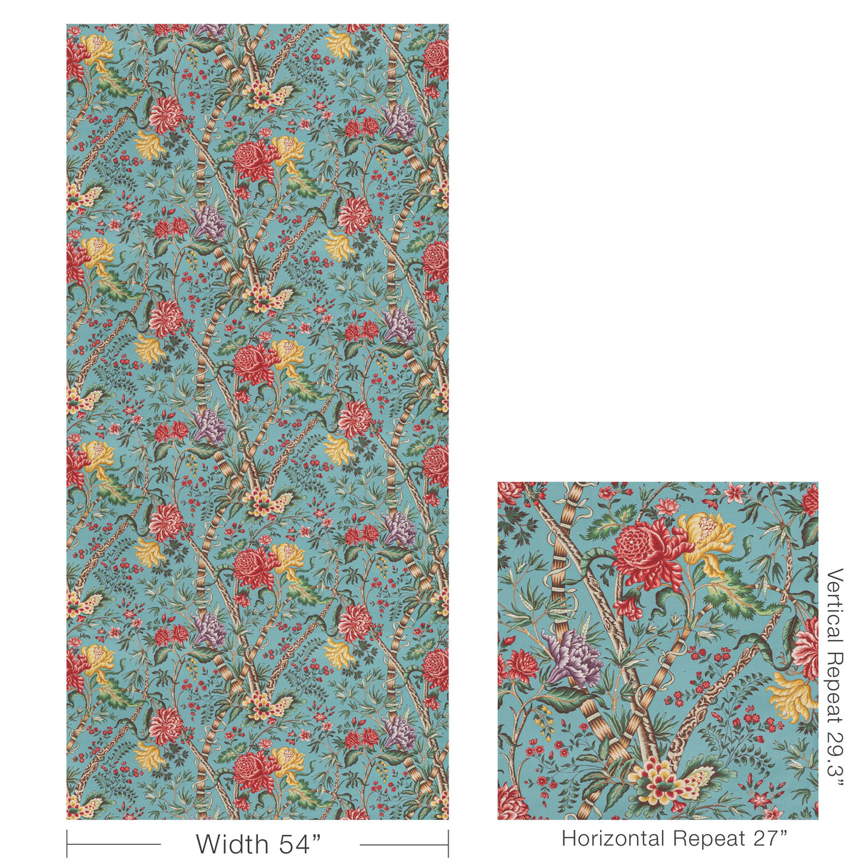 Brunschwig & Fils LUBERON PRINT AQUA/MULTI Fabric