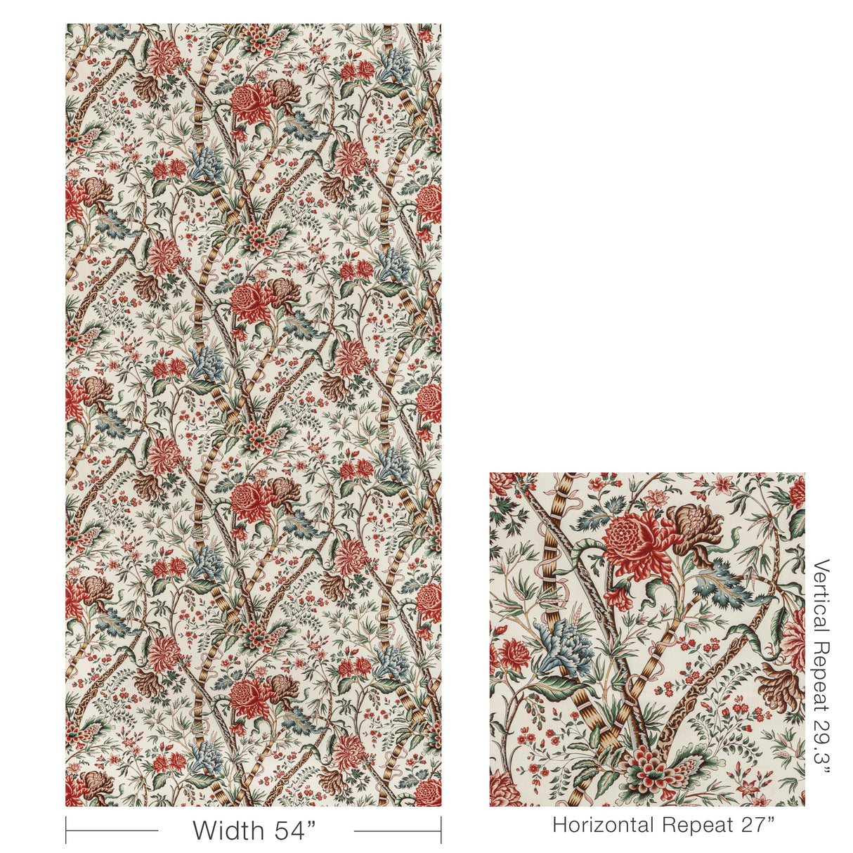 Brunschwig & Fils LUBERON PRINT RED/TEAL Fabric