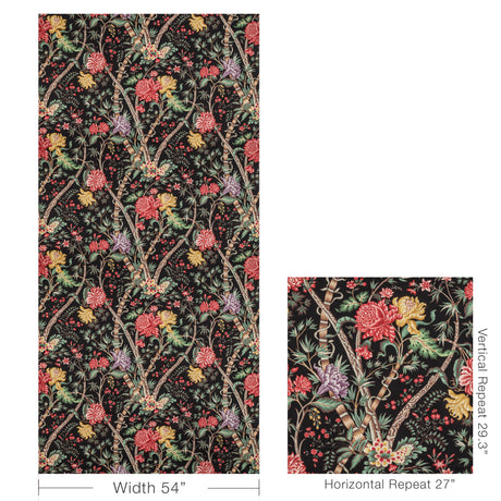 Brunschwig & Fils LUBERON PRINT NOIR/MULTI Fabric