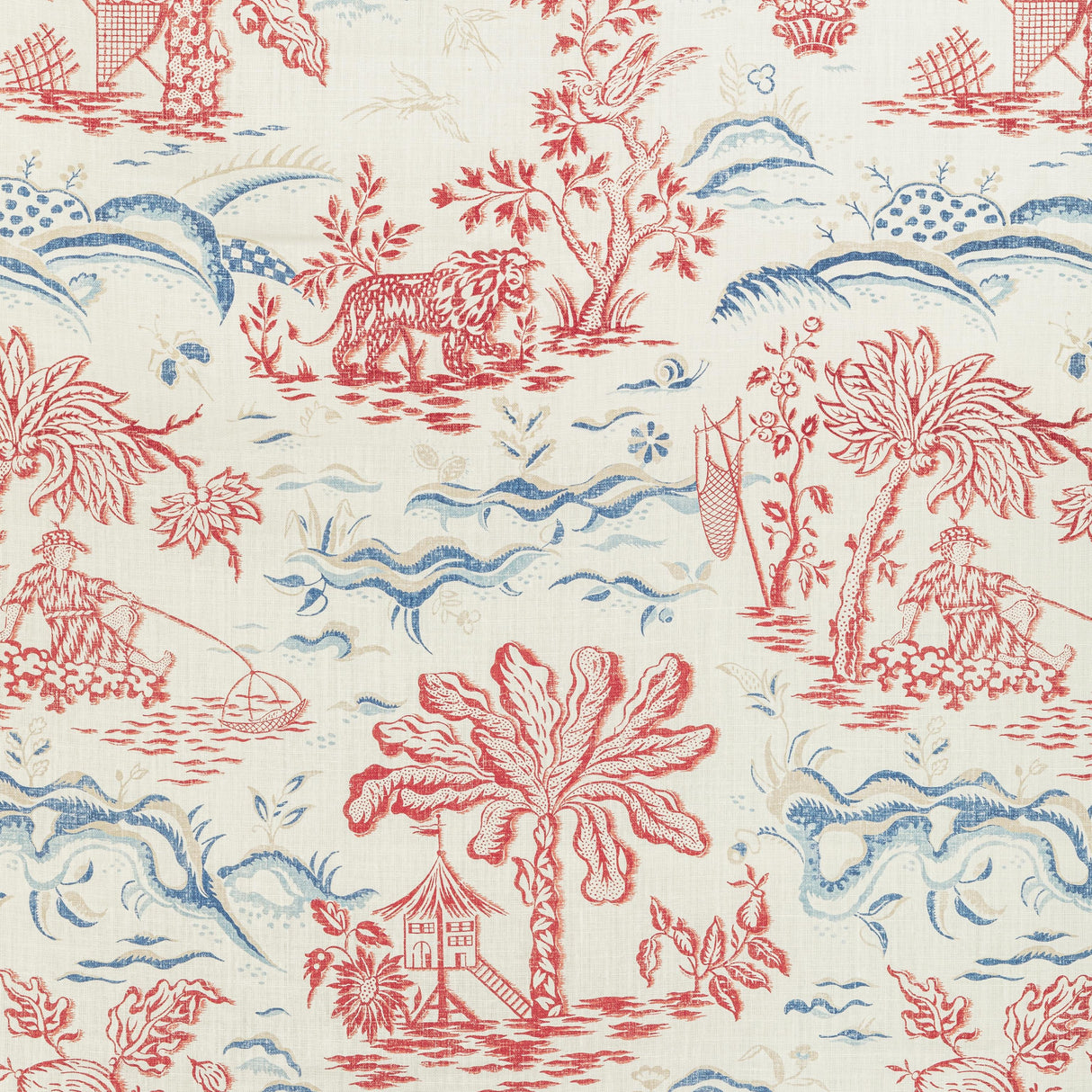 Brunschwig & Fils VALENSOLE PRINT RED/BLUE Fabric