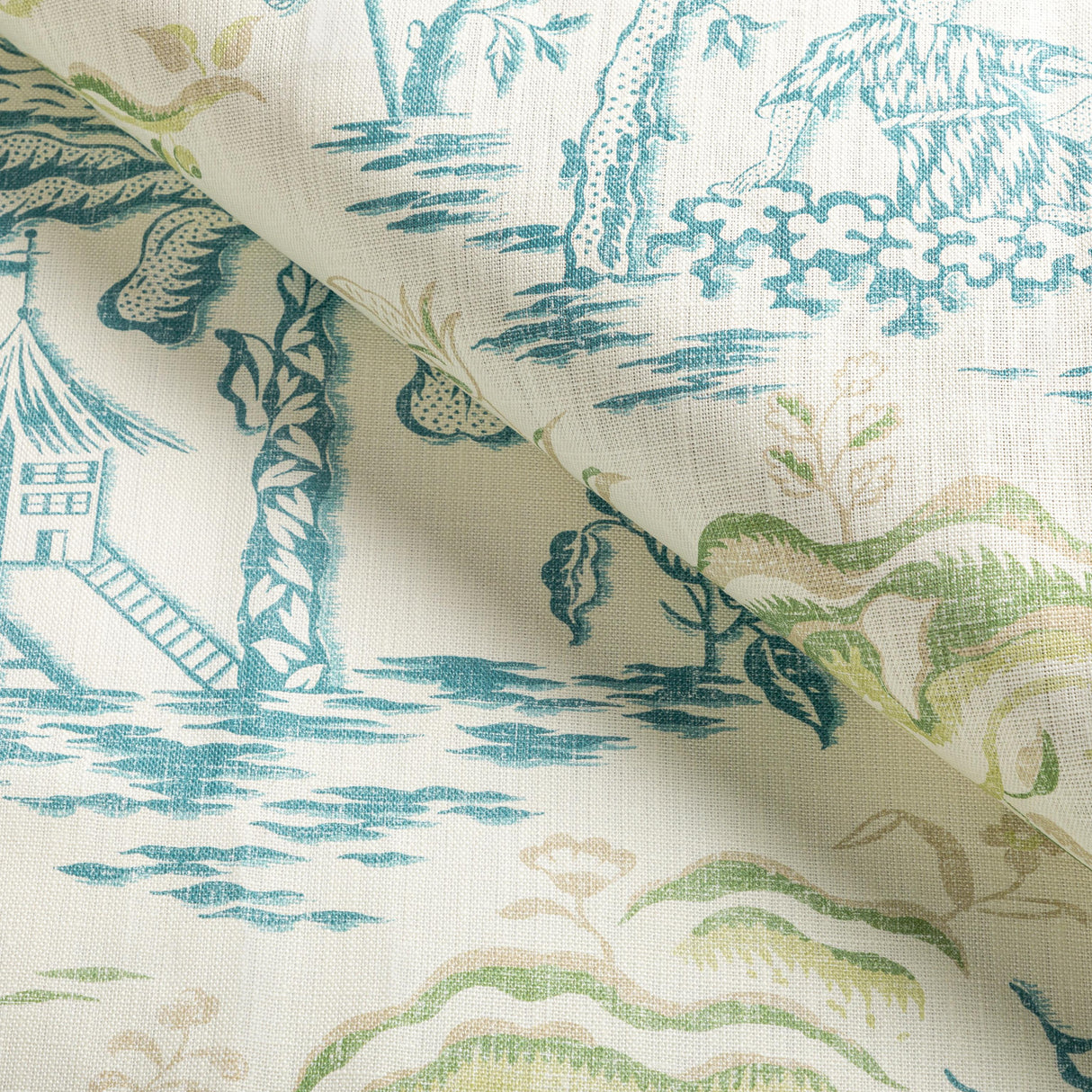 Brunschwig & Fils VALENSOLE PRINT TEAL/LEAF Fabric