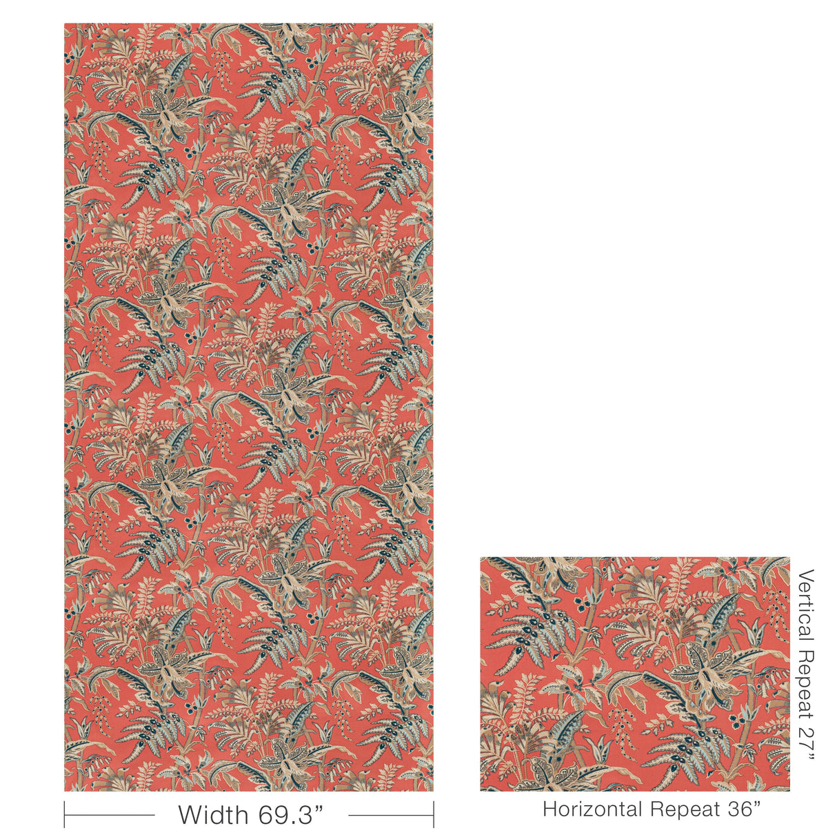 Brunschwig & Fils SEYCHELLES COTTON PRINT CORAL Fabric
