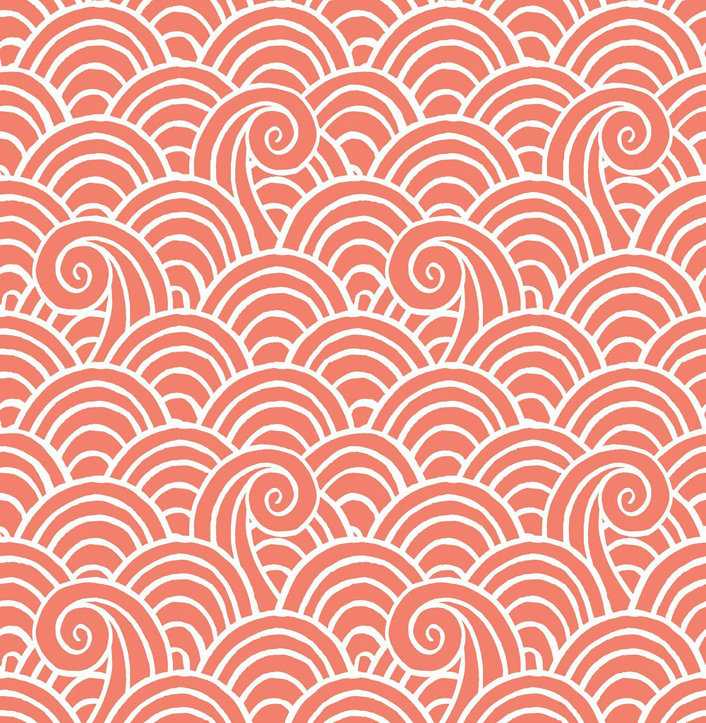 A-Street Prints Alorah Coral Wave Wallpaper