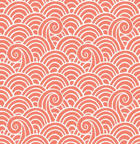 A-Street Prints Alorah Wave Coral Wallpaper