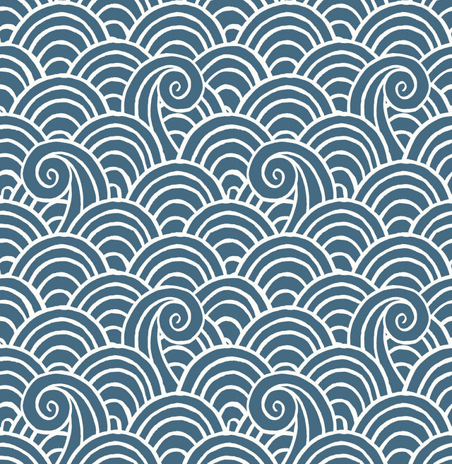 A-Street Prints Alorah Blue Wave Wallpaper