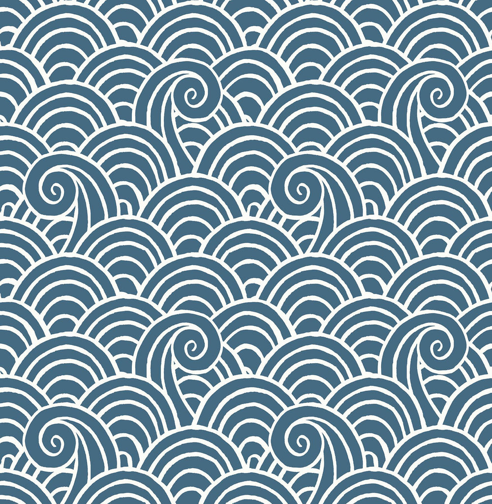 A-Street Prints Alorah Blue Wave Wallpaper