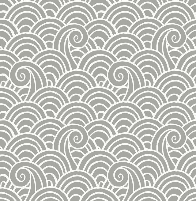 A-Street Prints Alorah Grey Wave Wallpaper