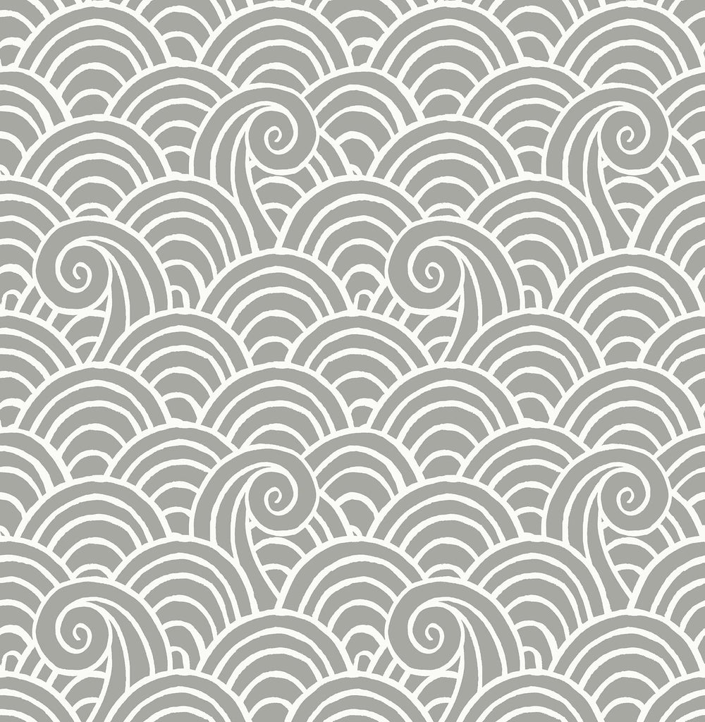 A-Street Prints Alorah Grey Wave Wallpaper