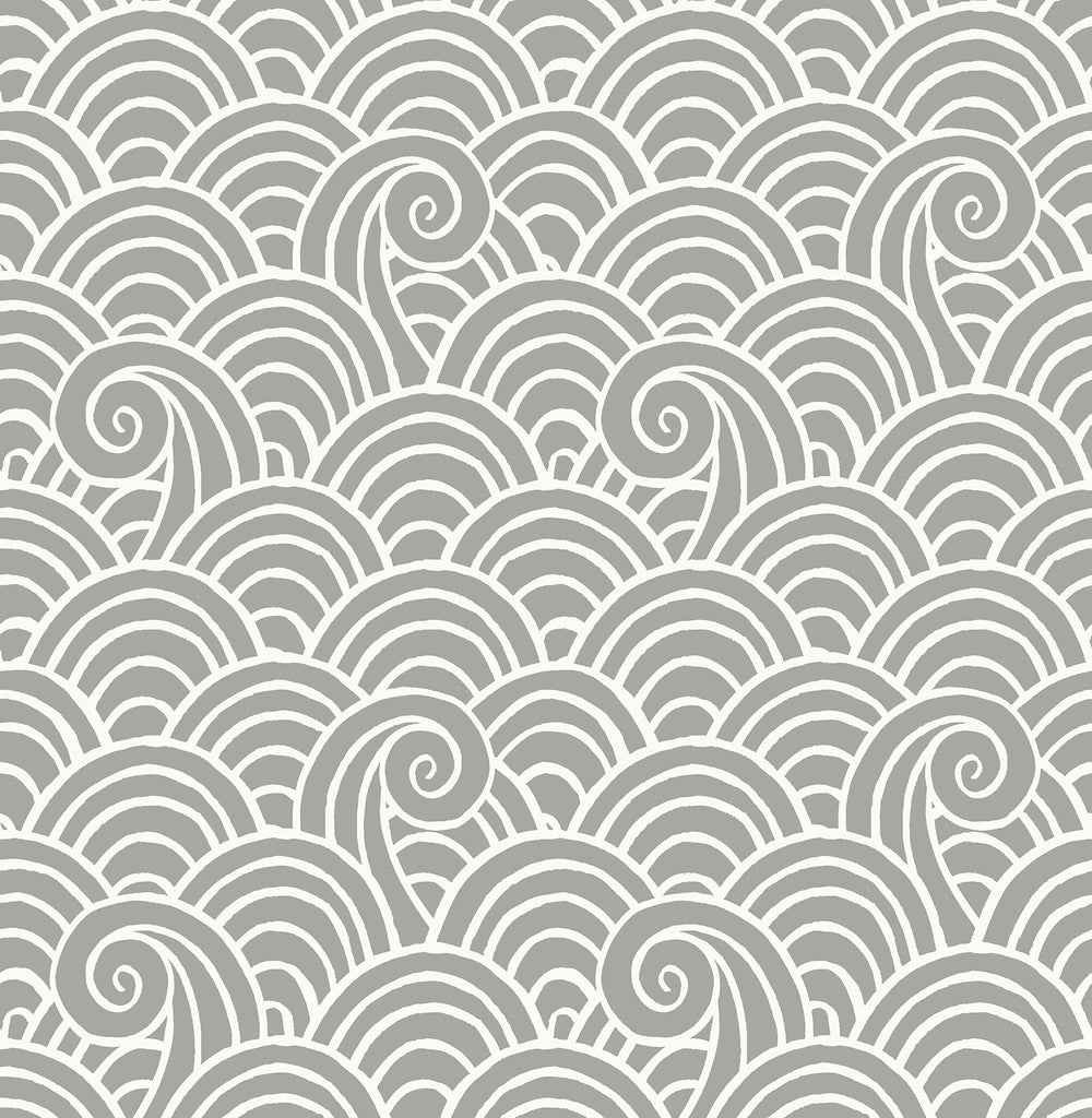 A-Street Prints Alorah Wave Grey Wallpaper