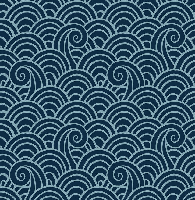 A-Street Prints Alorah Navy Wave Wallpaper