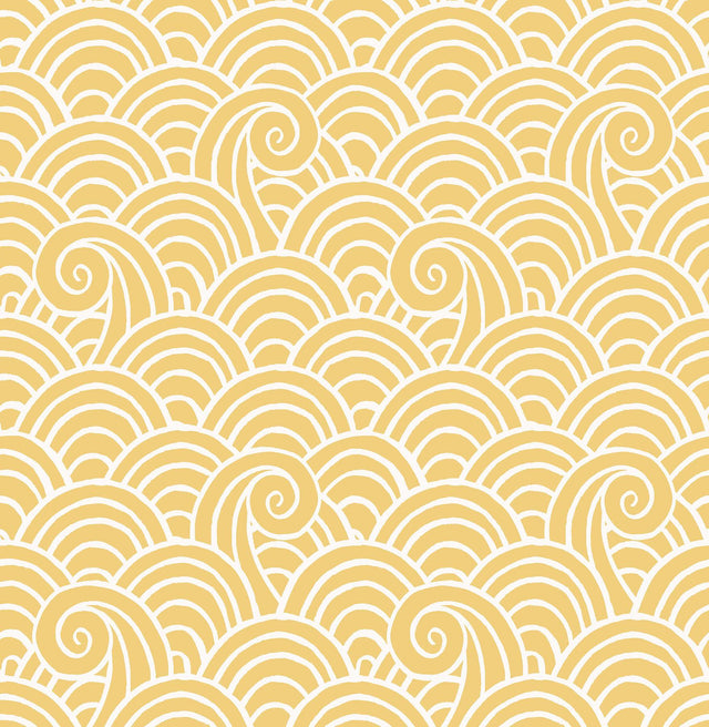 A-Street Prints Alorah Yellow Wave Wallpaper