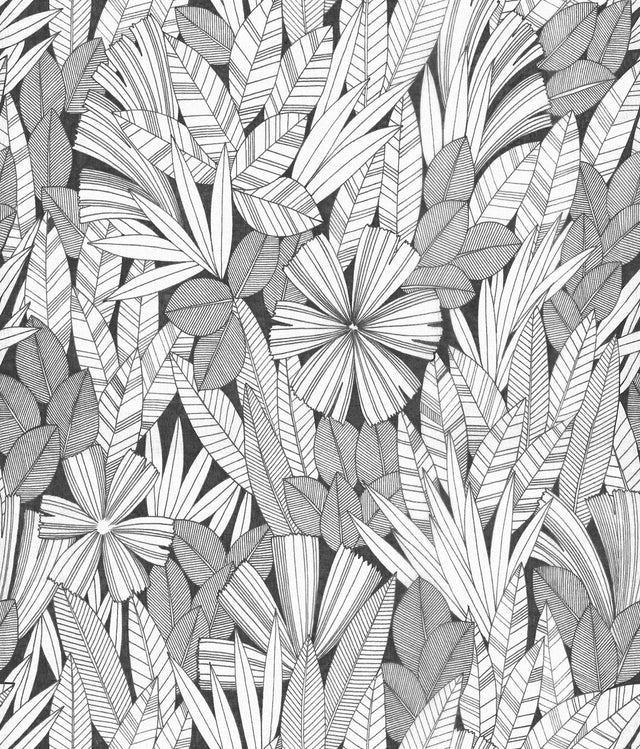 A-Street Prints Bannon Black Leaves Wallpaper