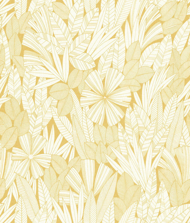 A-Street Prints Bannon Yellow Leaves Wallpaper