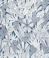 A-Street Prints Bannon Leaves Blue Wallpaper