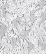 A-Street Prints Bannon Grey Leaves Wallpaper