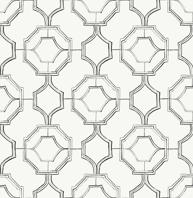 A-Street Prints Gallina Charcoal Trellis Wallpaper
