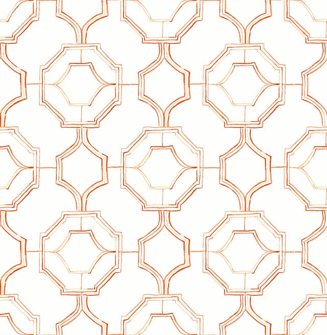 A-Street Prints Gallina Orange Trellis Wallpaper