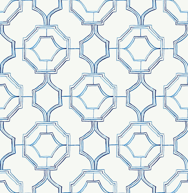 A-Street Prints Gallina Blue Trellis Wallpaper
