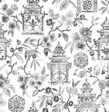 A-Street Prints Helaine Charcoal Pagoda Wallpaper