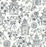 A-Street Prints Helaine Pagoda Charcoal Wallpaper