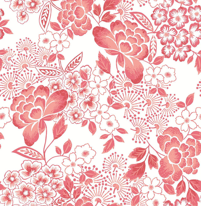 A-Street Prints Irina Coral Floral Blooms Wallpaper