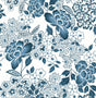 A-Street Prints Irina Blue Floral Blooms Wallpaper