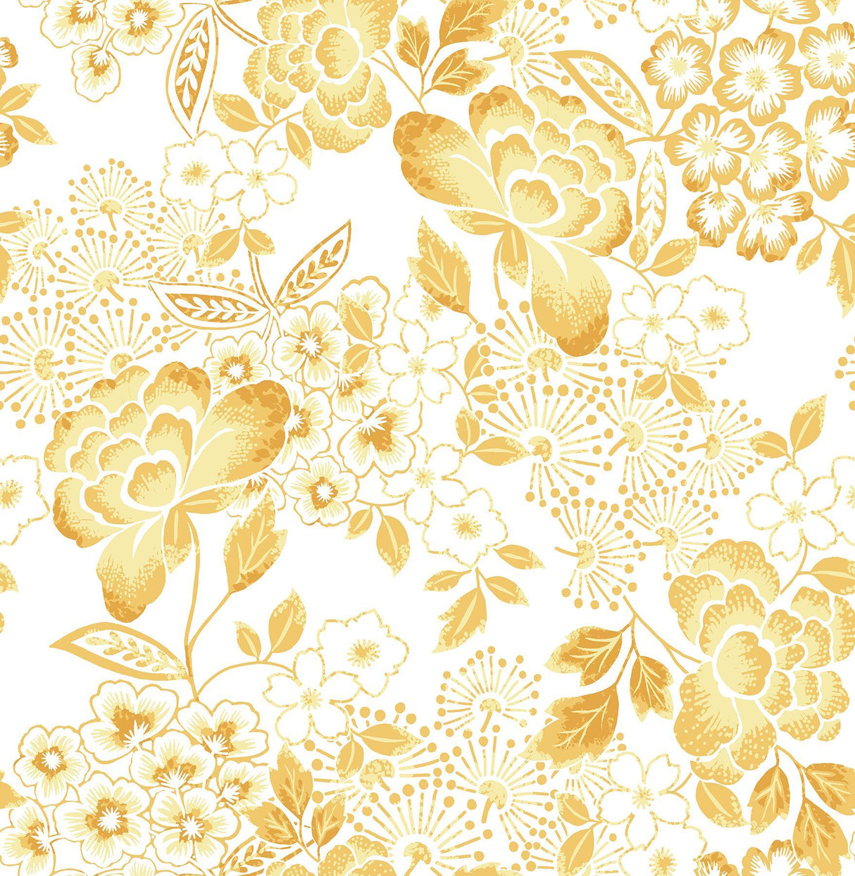 A-Street Prints Irina Yellow Floral Blooms Wallpaper