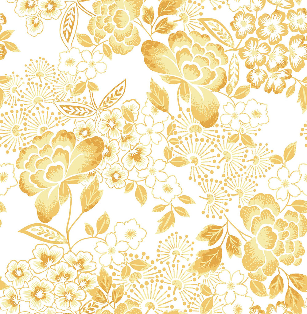 A-Street Prints Irina Floral Blooms Yellow Wallpaper