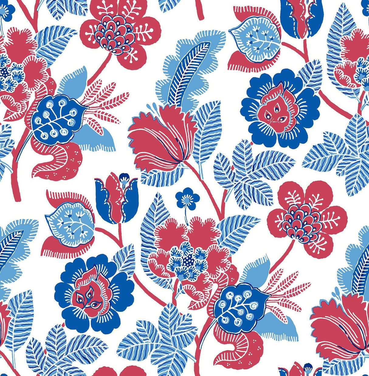 A-Street Prints Jana Red Jacobean Wallpaper