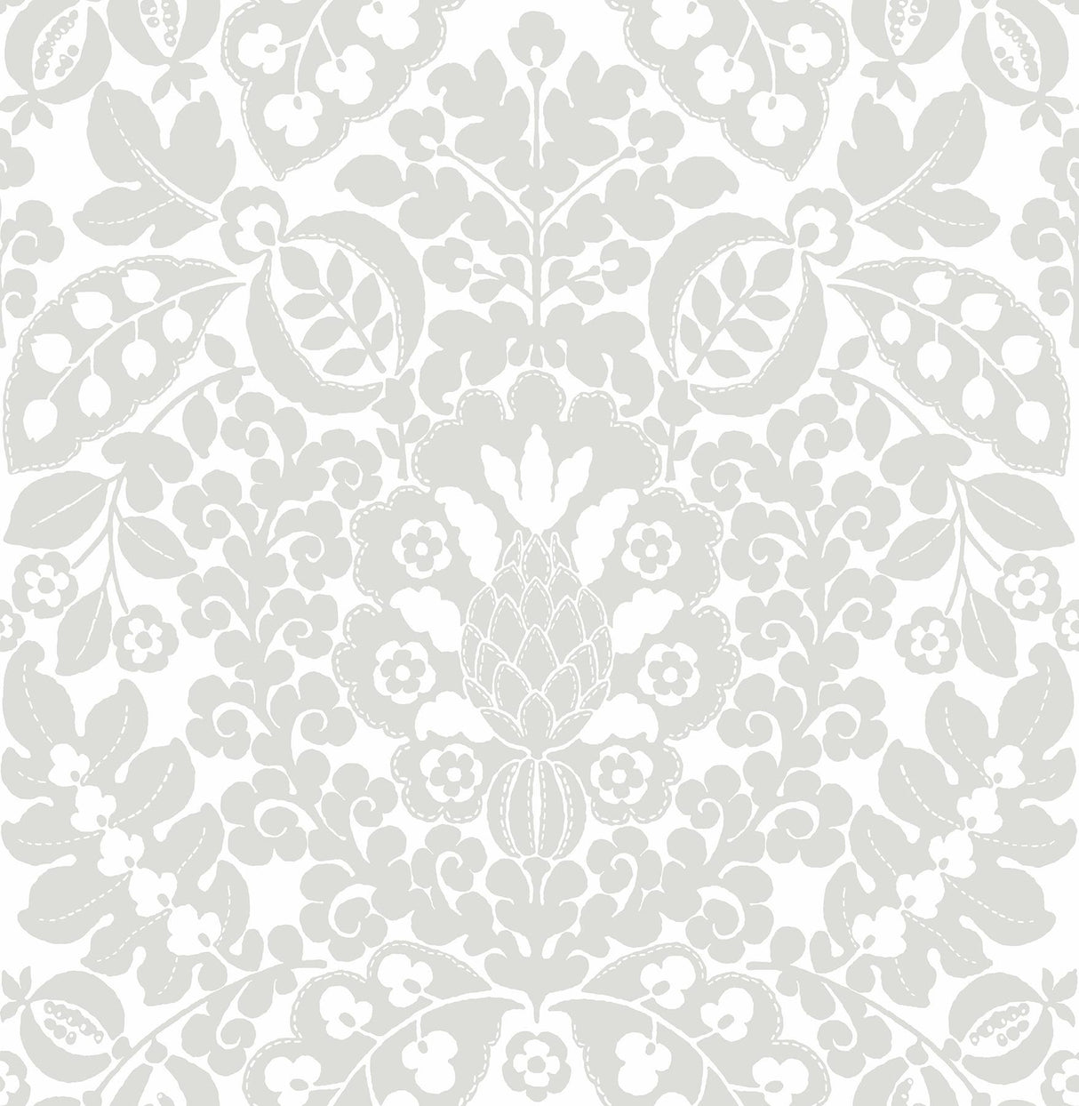 A-Street Prints Marni Grey Fruit Damask Wallpaper