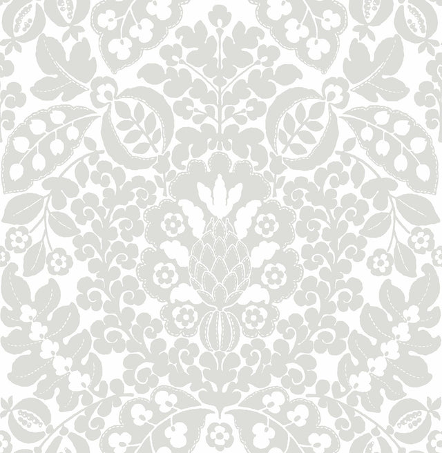 A-Street Prints Marni Grey Fruit Damask Wallpaper