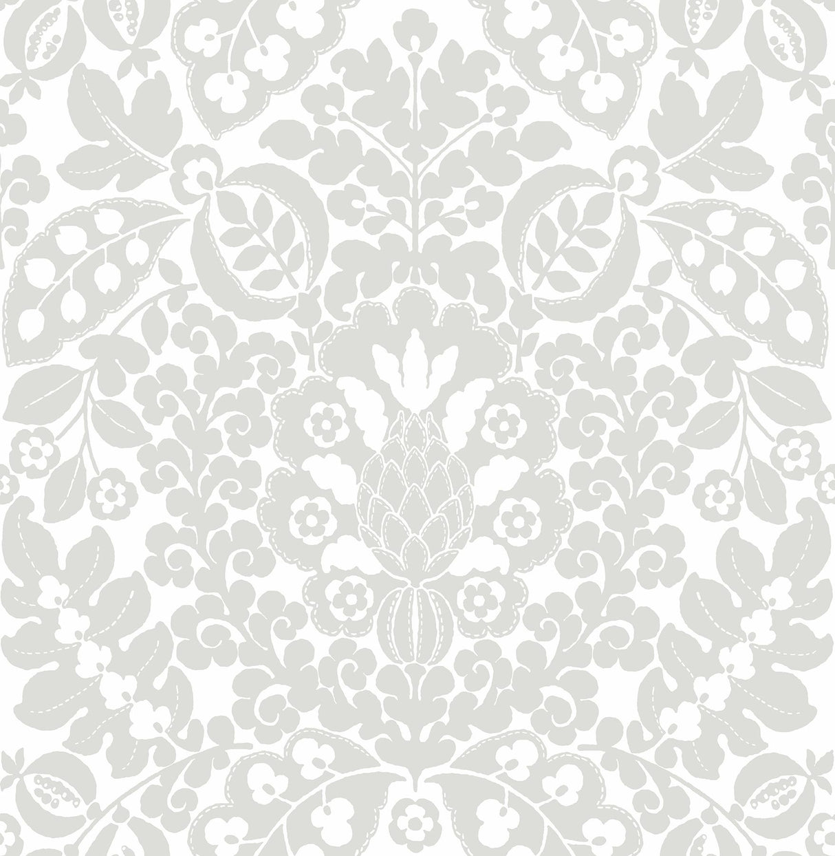 A-Street Prints Marni Fruit Damask Grey Wallpaper