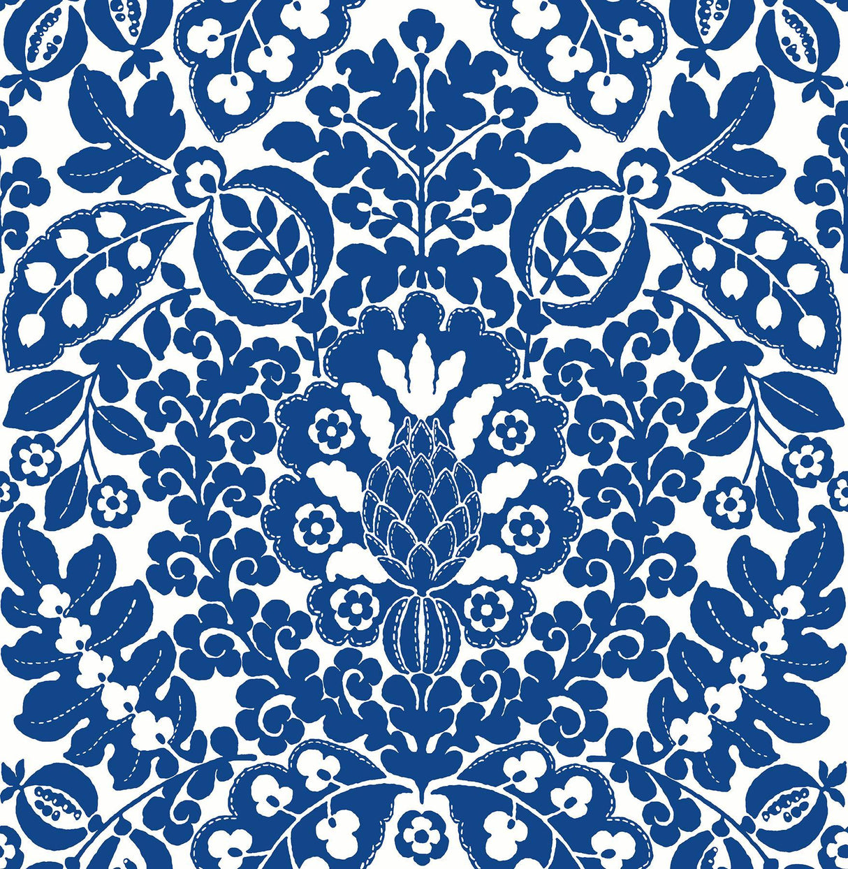 A-Street Prints Marni Blue Fruit Damask Wallpaper