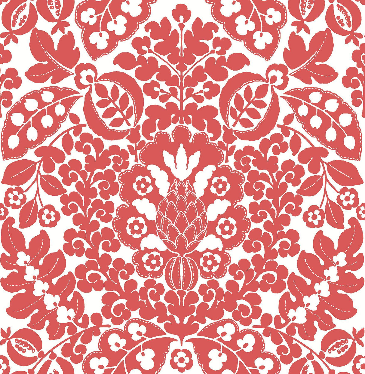 A-Street Prints Marni Red Fruit Damask Wallpaper