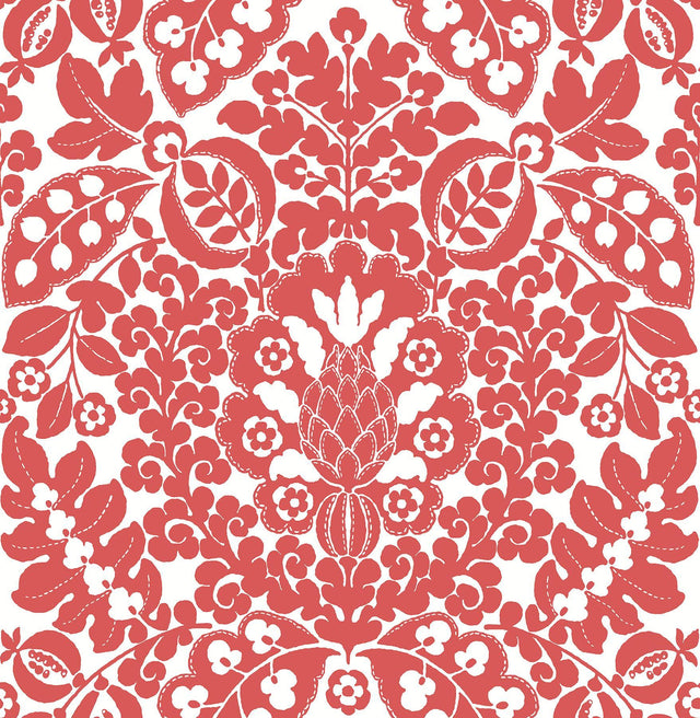 A-Street Prints Marni Red Fruit Damask Wallpaper