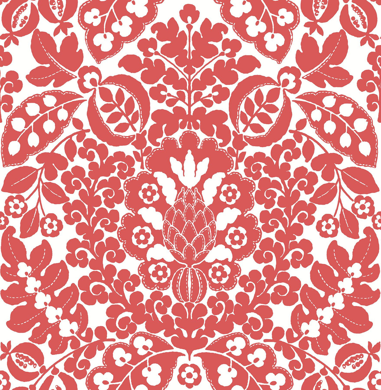 A-Street Prints Marni Fruit Damask Red Wallpaper