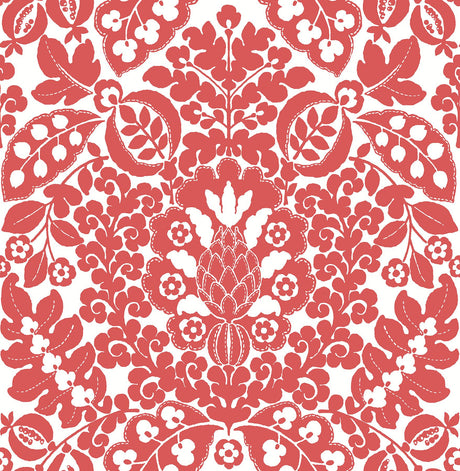 A-Street Prints Marni Fruit Damask Red Wallpaper