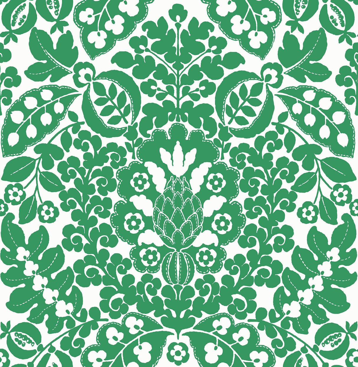A-Street Prints Marni Green Fruit Damask Wallpaper