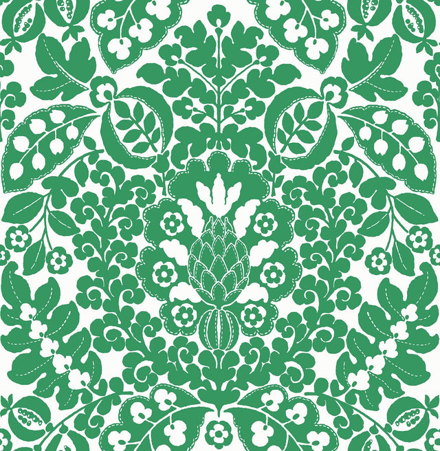 A-Street Prints Marni Green Fruit Damask Wallpaper