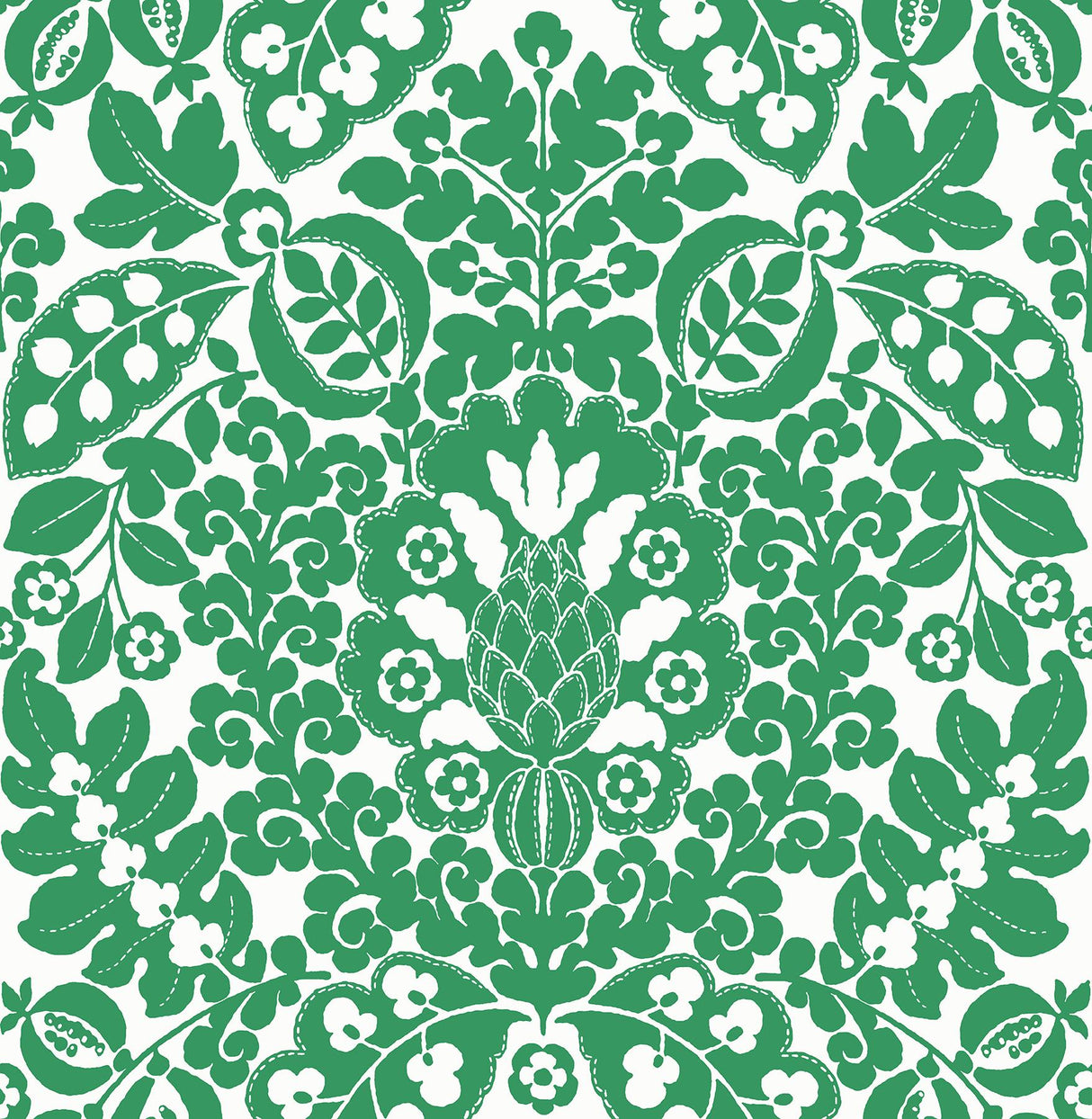 A-Street Prints Marni Fruit Damask Green Wallpaper