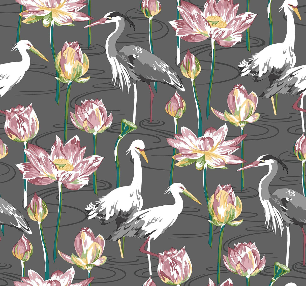 A-Street Prints Barton Heron Grey Wallpaper