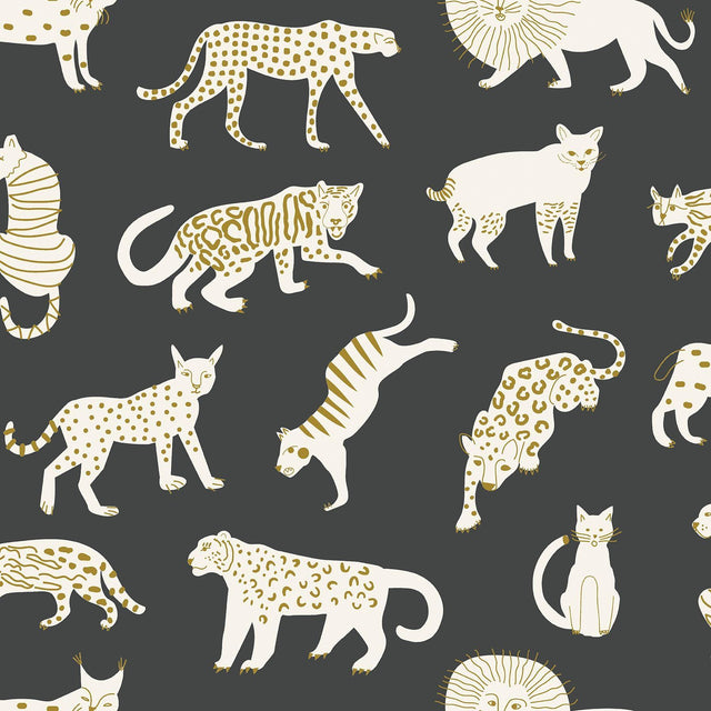 Brewster Home Fashions Black Kitty Kitty Peel & Stick Wallpaper