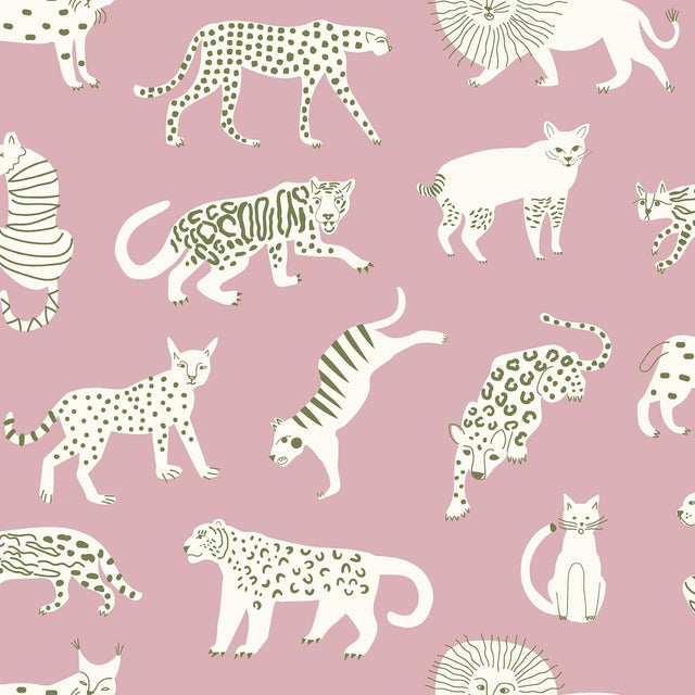 Brewster Home Fashions Pink Kitty Kitty Peel & Stick Wallpaper