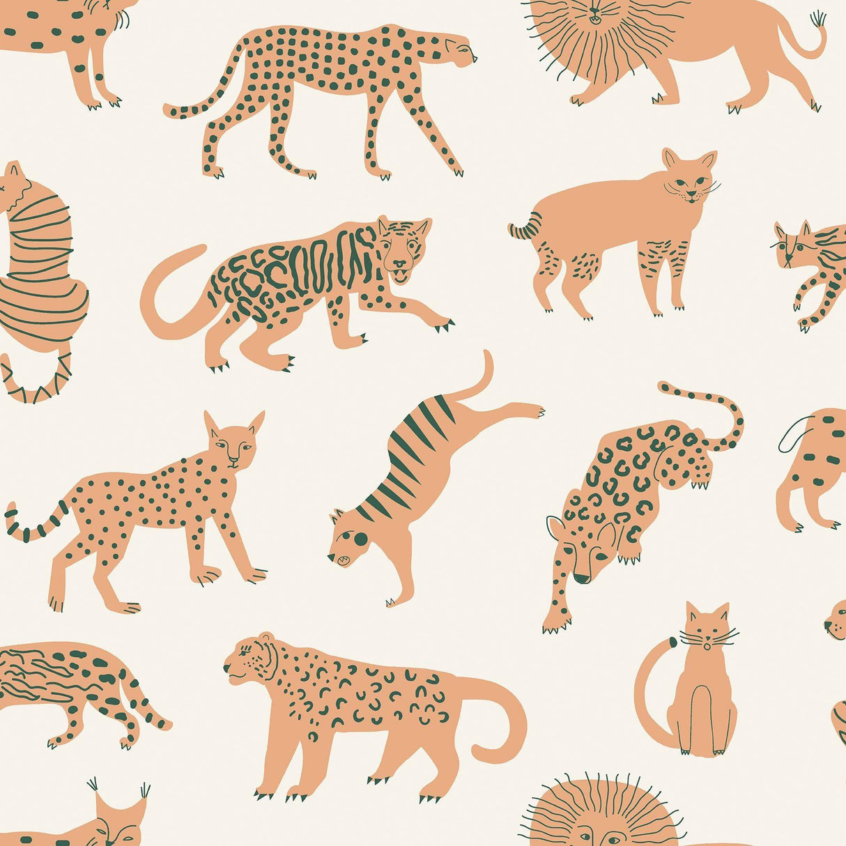 Brewster Home Fashions Tangerine Kitty Kitty Peel & Stick Wallpaper