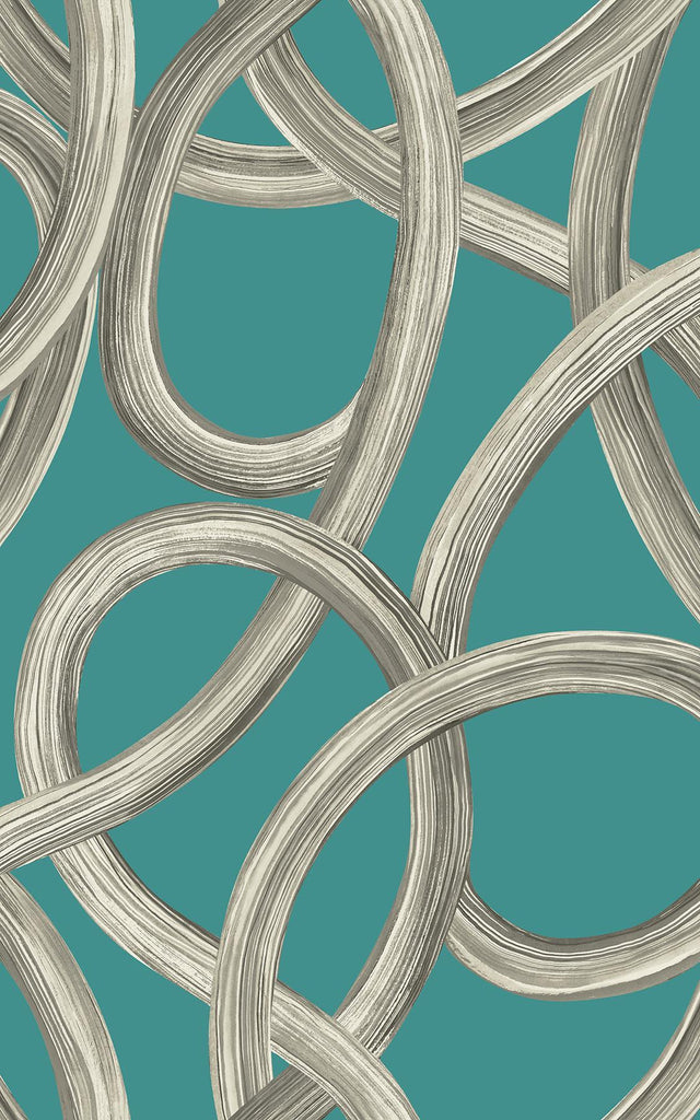 Brewster Home Fashions Calix Turquoise Twisted Geo Wallpaper