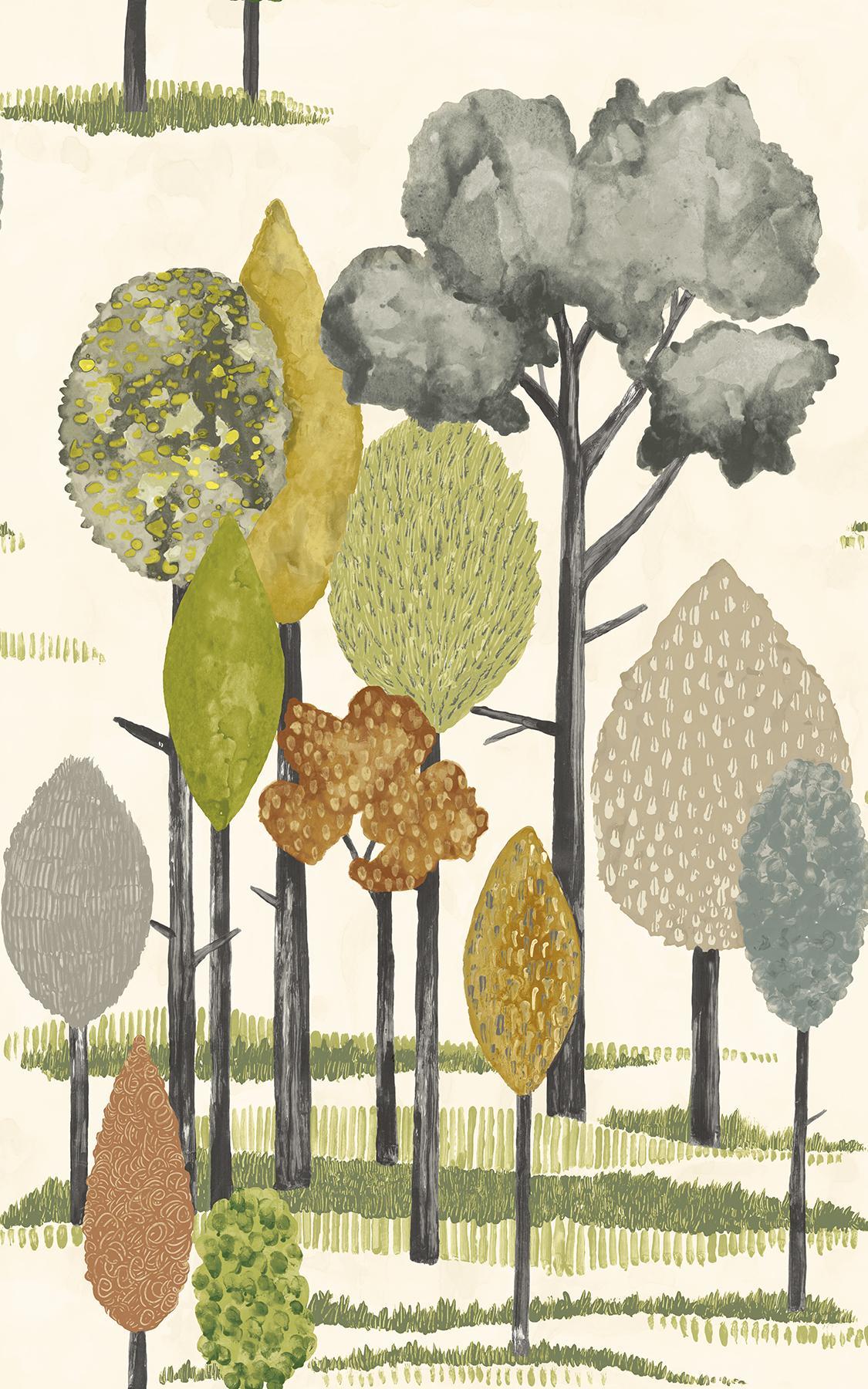 Brewster Home Fashions Cypress Olive Tall Trees Wallpaper