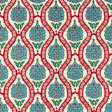 Zoffany Anar Trellis Serpentine/Crimson Fabric