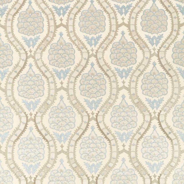 Zoffany Anar Trellis Stockholm Blue/Platinum Grey Fabric